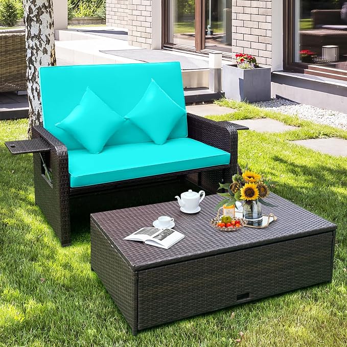 Nightcore Wicker Patio Outdoor Daybed, Outdoor Chaise Lounger w/ 4-Level - Image 3