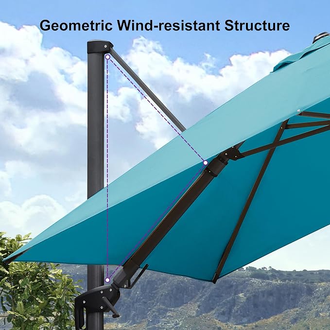 PURPLE LEAF 9' X 9' Left-right Tilt Patio Umbrella Outdoor Cantilever Swivel - Image 9