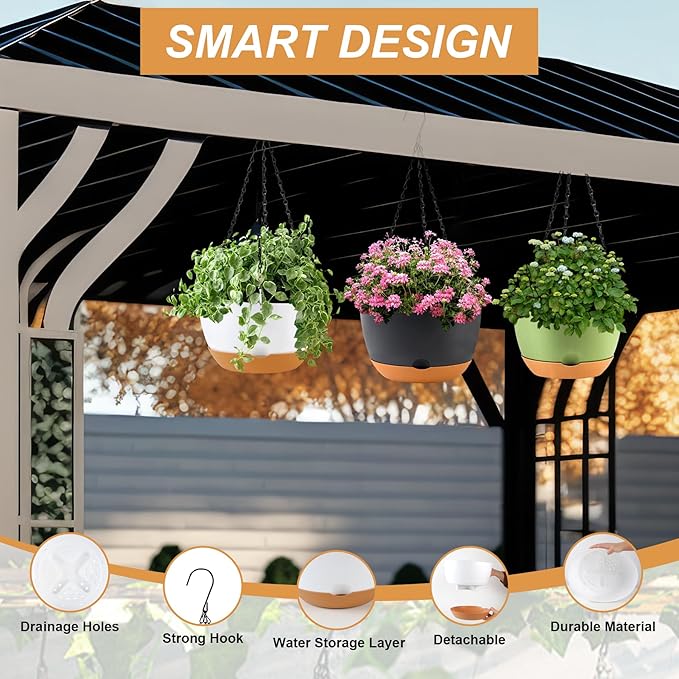 8/10/12 inch Hanging Planters for Indoor Outdoor Plants - Image 3