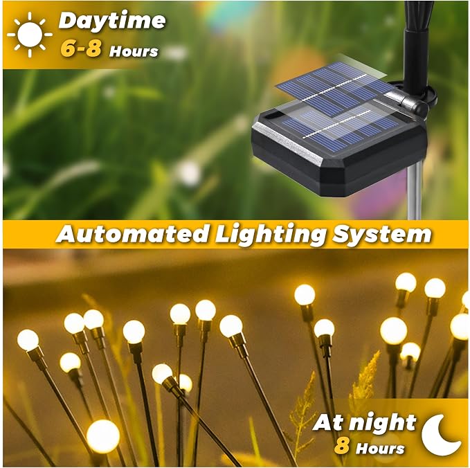 Solar Lights Outdoor-2Pack 16LEDs Solar Garden Firefly Lights Outside, Solar - Image 4