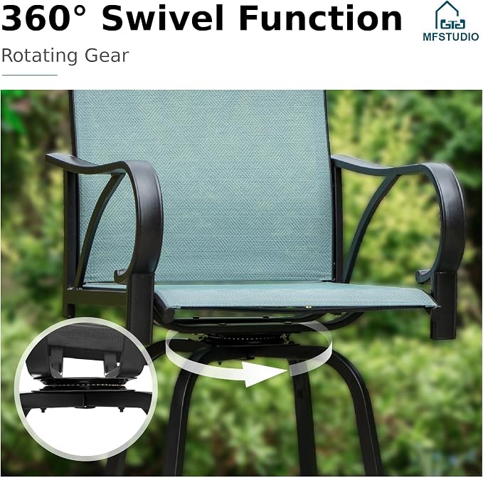 MFSTUDIO Outdoor Bar Stools Set of 4, Swivel Bar Height Patio Chairs Outdoor - Image 5