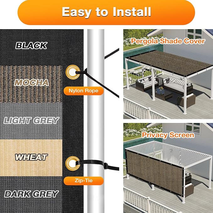 Artpuch Outdoor Pergola Shade Cover 11x21 FT Sun Shade Cloth - Image 5