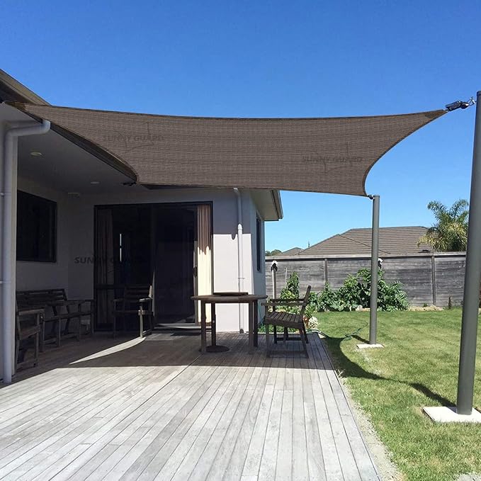 SUNNY GUARD Custom Size 18'x28' Rectangle Brown UV Block Sunshade by SUNNYGUARD