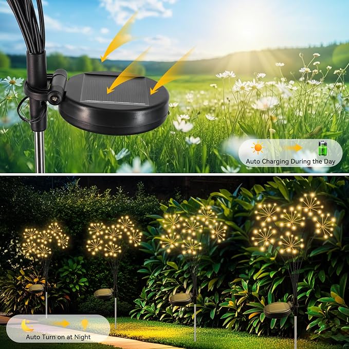 Solar Garden Lights 2 Pack Waterproof Swaying Starburst Light Solar Outdoor - Image 5