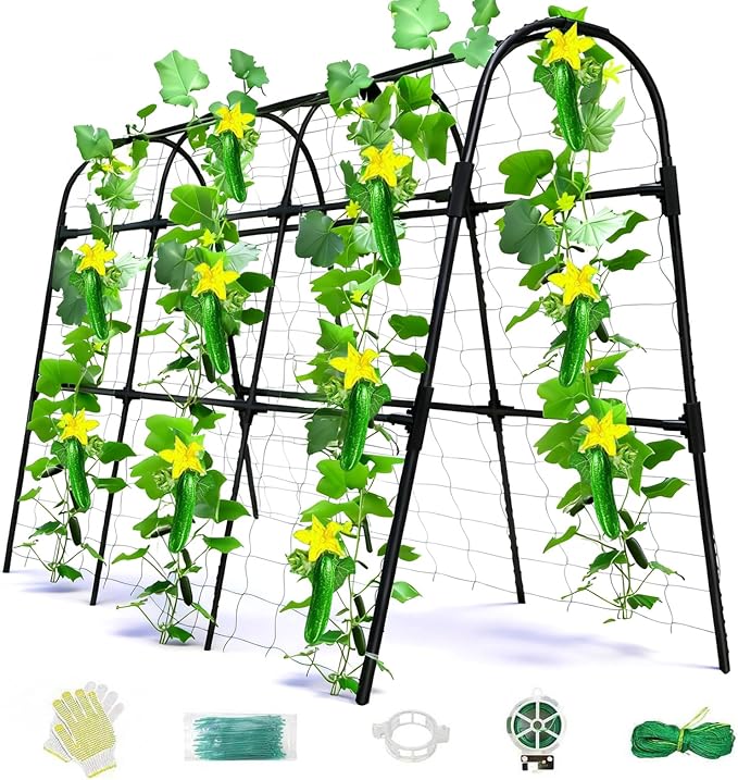 Cucumber Trellis for Raised Bed, U-Shape Garden Arch Metal Support for Climbing by Laodier