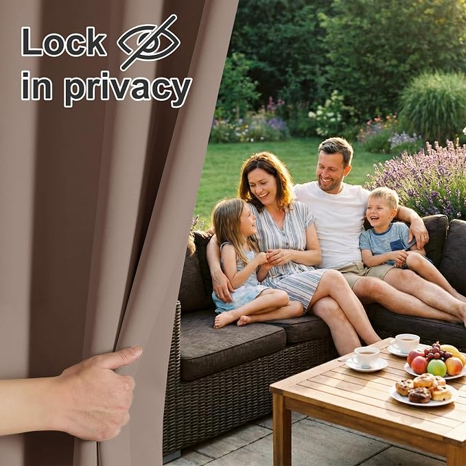 RYB HOME Outdoor Curtains for Patio Waterproof Block Sunlight Thermal Insulated - Image 3