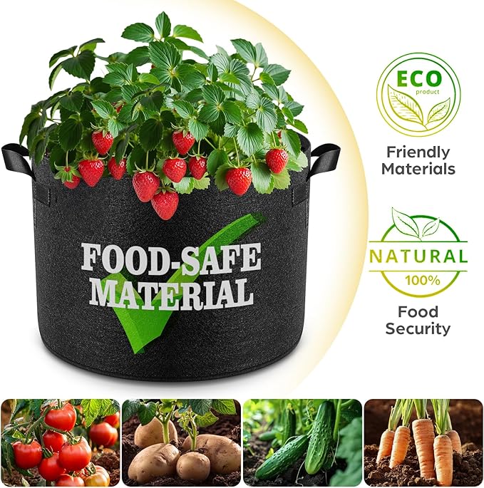 10 Pack 5 Gallon Grow Bags, Thickened Nonwoven Fabric Planter Pots - Image 5