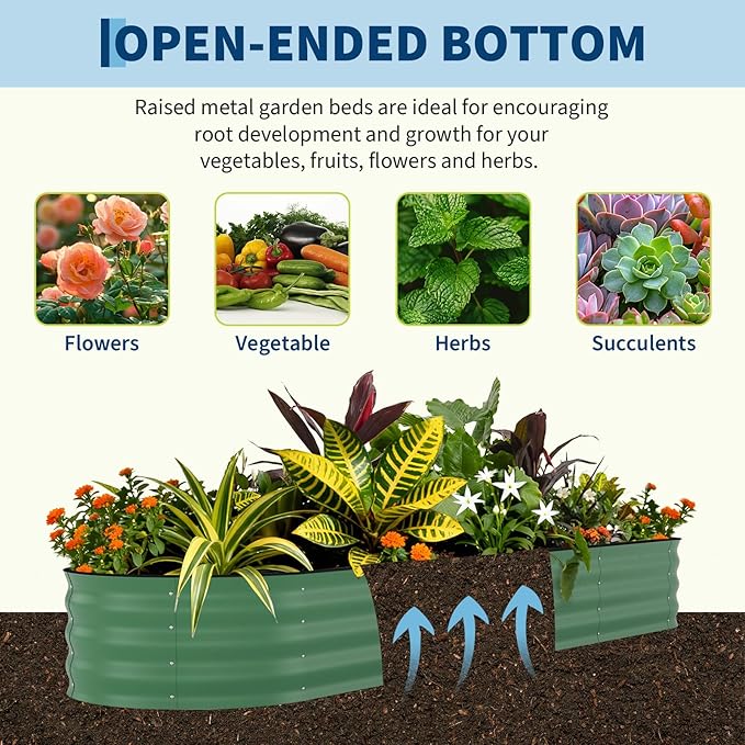 Garvee 6 Pack Galvanized Raised Garden Bed, Rust-Resistant Raised Garden Beds - Image 6