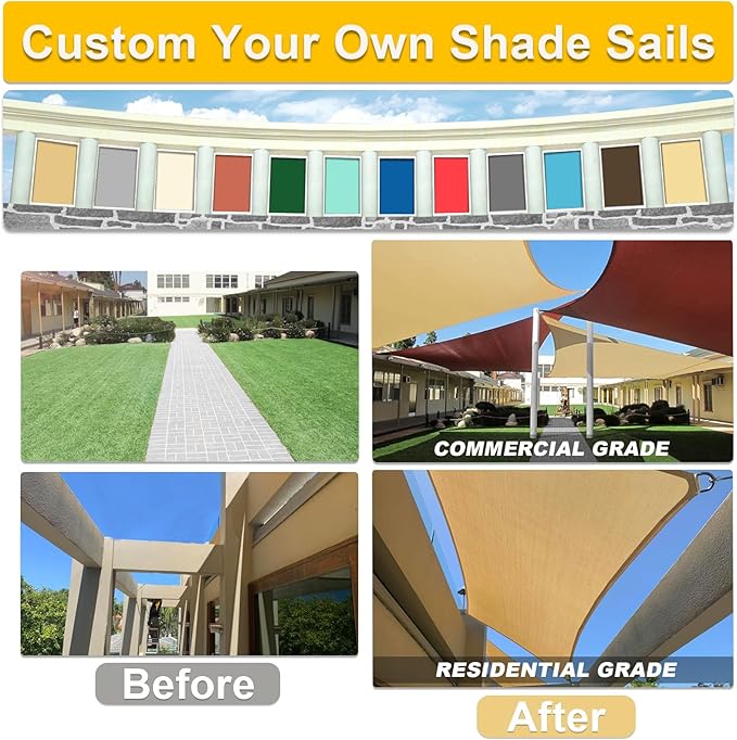 KANAGAWA Sun Shade Sail 13'x20' Dark Gray Rectangle UV Block Canopy Awning - Image 6