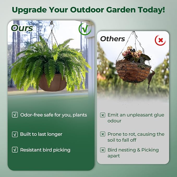 T4U Hanging Planters for Outdoor Plants, 12 Inch 6 Pack Fabric Hanging Baskets - Image 5