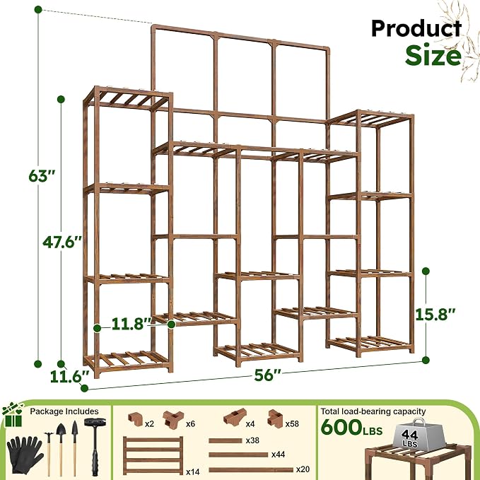 EnHomee 63''H Plant Stand Indoor Tall Plant Stands Outdoor - Image 8
