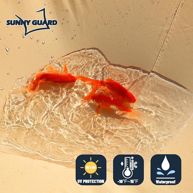SUNNY GUARD Waterproof Sun Shade Sail 7' x 12' Sand Rectangle UV Block Sunshade - Image 2