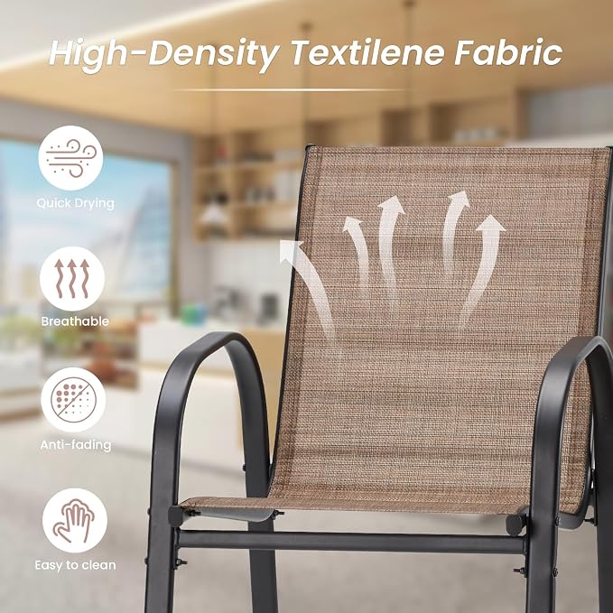 HOMREST Outdoor Bar Height Stools Set of 4, High Back Patio Chairs - Image 7