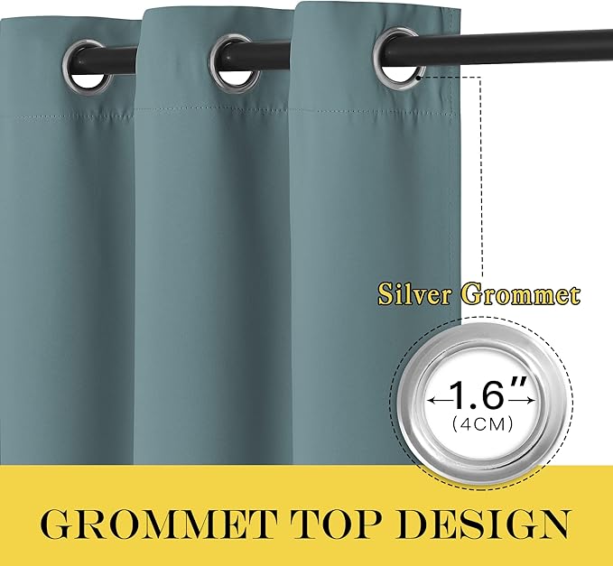 NICETOWN Greyish Blue Blackout Curtains W100 x L84 - Image 3