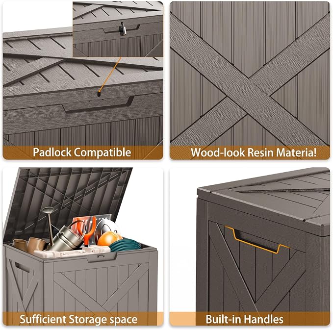 31 Gallon Outdoor Storage Box, Large Resin Deck Box - Image 6