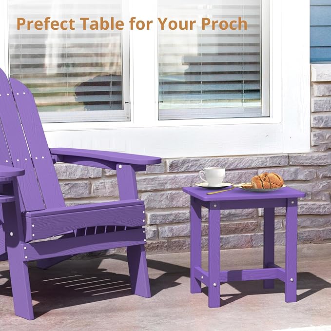 LUE BONA Outdoor Side Table, HDPS Small Outdoor Adirondack Side Tables - Image 5