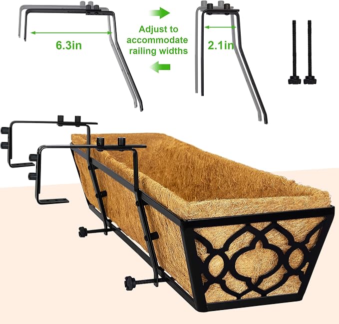 Y&M 30 inch Window Planter Box 2Pcs Iron Window Deck Railing Planter - Image 4