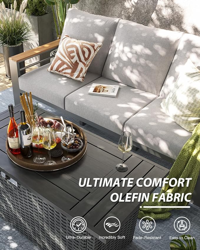 Aoxun Aluminum Outdoor Patio Furniture Set, 8-piece Outdoor Sectional - Image 6