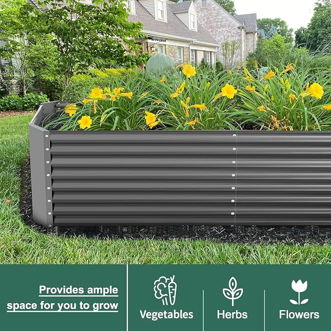 Land Guard 8×4×2 ft Galvanized Raised Garden Bed Kit, Galvanized Planter Raised - Image 4