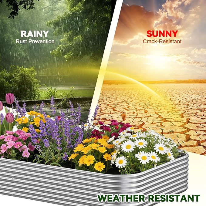 3 Pack Raised Beds for Gardening, Corrugated Galvanized Steel Raised Garden Bed - Image 6