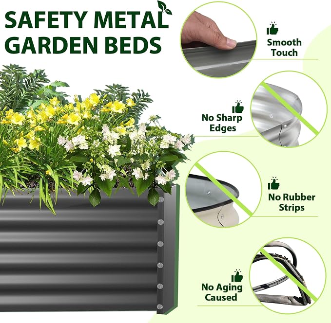 A ANLEOLIFE 8X4X1.5 ft Galvanized Raised Garden Beds Outdoor, Rectangular Metal - Image 6