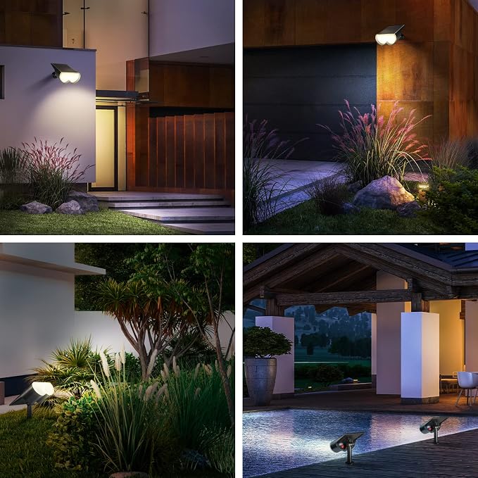 Consciot Solar Spot Lights Outdoor, 16 LEDs IP67 Waterproof, Auto On/Off - Image 6