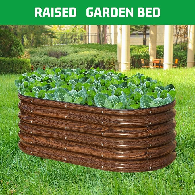 SnugNiture 3 Pcs 4x2x1.5ft Raised Garden Bed Outdoor, Oval Raised Garden Bed Kit - Image 4