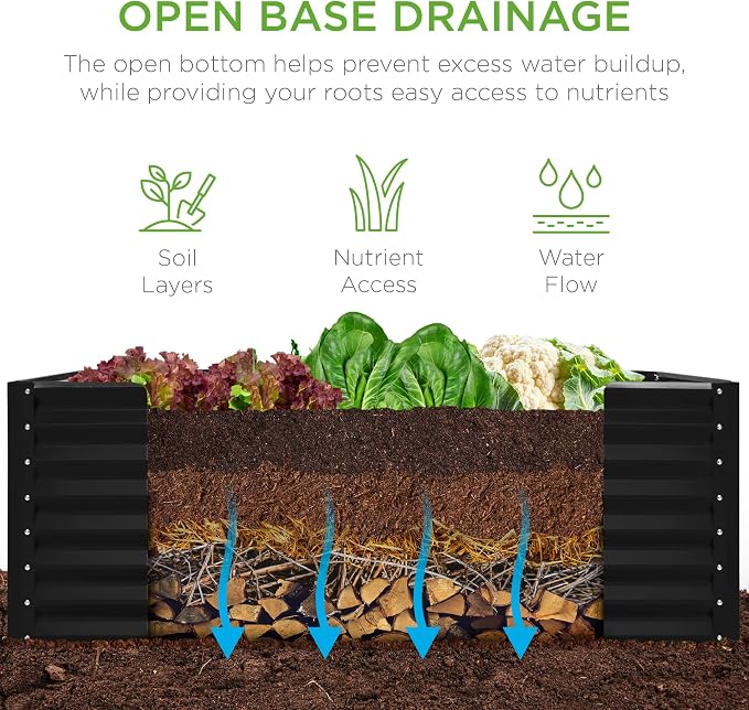 Best Choice Products 4x2x2ft Outdoor Metal Raised Garden Bed, Deep Root Box - Image 5