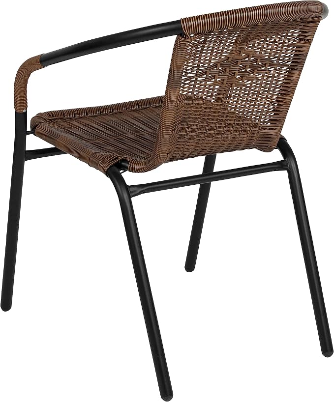 EMMA + OLIVER Set of 4 Modern Rattan Indoor/Outdoor Stack Chairs, Stacking - Image 9