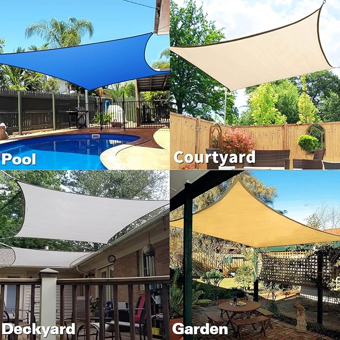 KANAGAWA Sun Shade Sail 10'x10' Gray Square UV Block Canopy Awning Shelter - Image 7