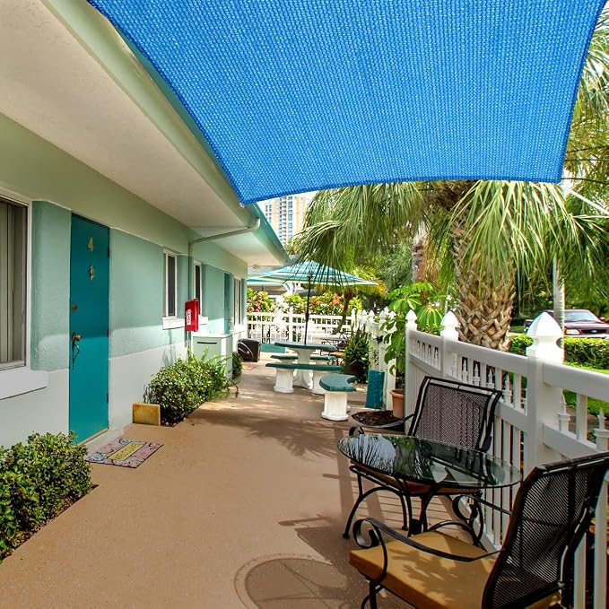 Eden's Decor Straight Flat-Edged Sun Shade Sail Rectangular 8' x 20' Blue - Image 5