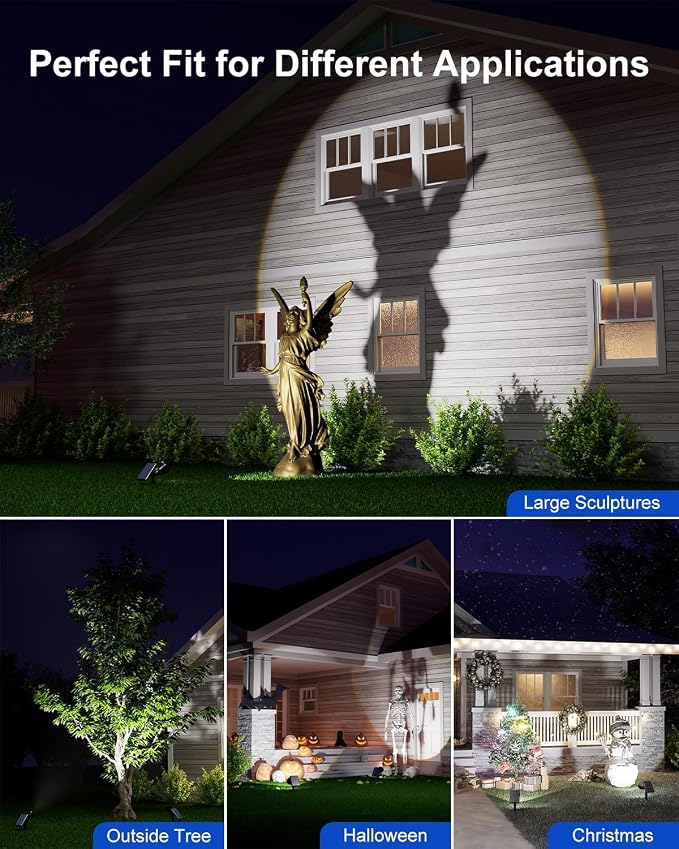 2 Pack Solar Powered Spot Lights Outdoor Waterproof Super Bright LED Yard - Image 4