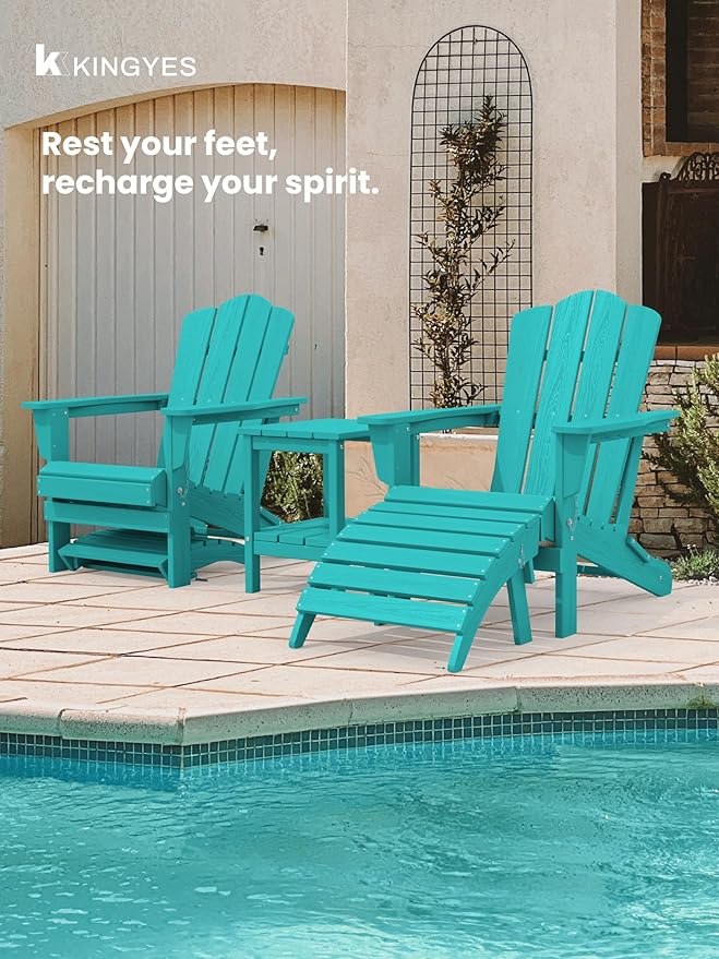 KINGYES Folding Adirondack Ottomans Set of 2 - Image 4