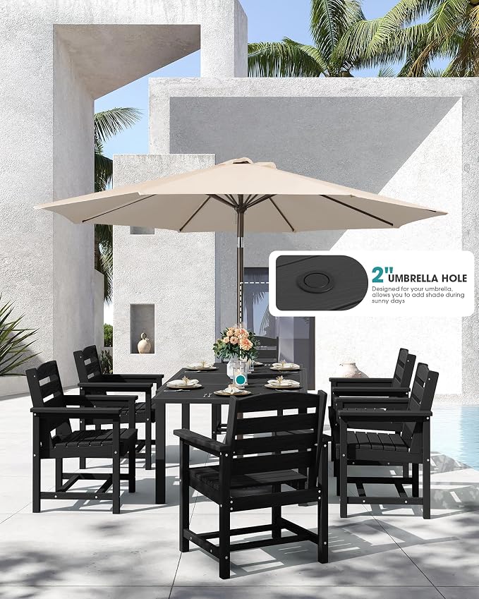 SERWALL 7-Piece Patio Dining Sets, All Weather HDPE Outdoor Furniture Set - Image 3