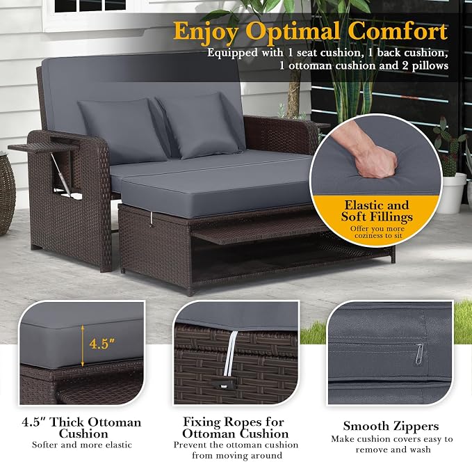 HAPPYGRILL Patio Rattan Wicker Daybed - Image 6