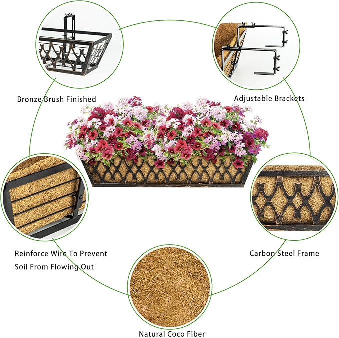 4 Pack 24 Inch Window Boxes Planters Railing Planter Box - Image 3