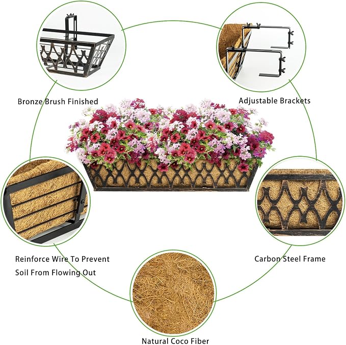2 Pack 30 Inch Window Boxes Planters Railing Planter Box - Image 3