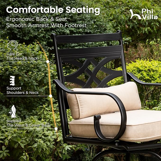 PHI VILLA Outdoor Swivel Bar Stools Set of 8，Patio Counter Height Bar Chairs - Image 7