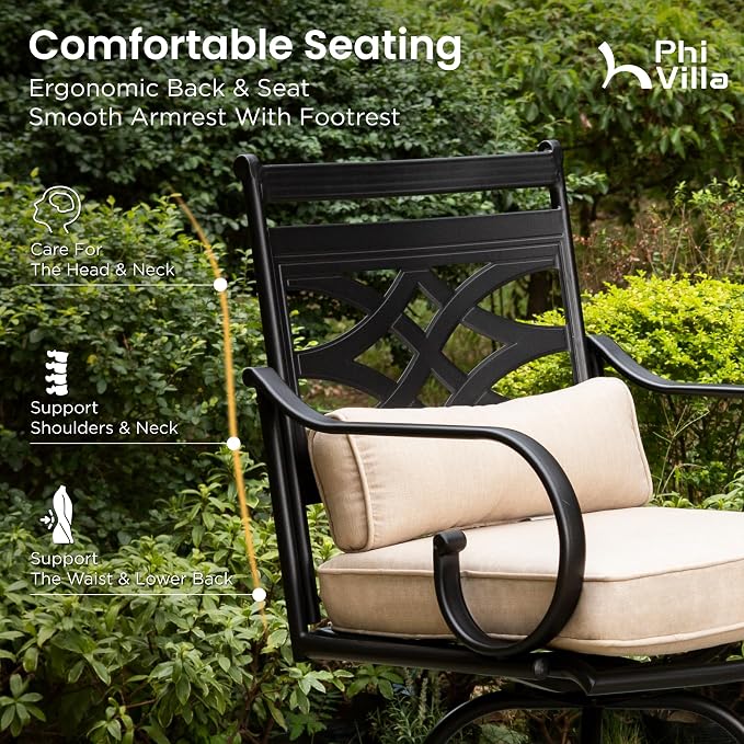 PHI VILLA Outdoor Swivel Bar Stools Set of 6，Patio Counter Height Bar Chairs - Image 5