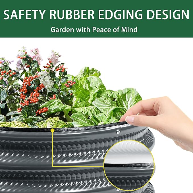 2 Pcs 2x2X1 FT Round Galvanized Raised Garden Bed Kit, Metal Raised Box - Image 5