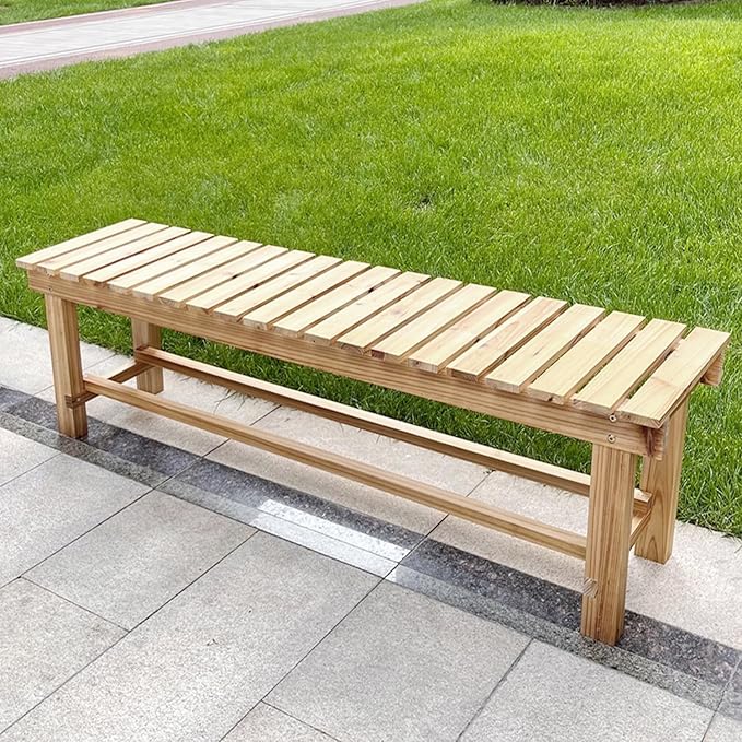 35.4'' Outdoor Garden Benches Weatherproof Patio Bench Two-Person Seat Backless by YangAera