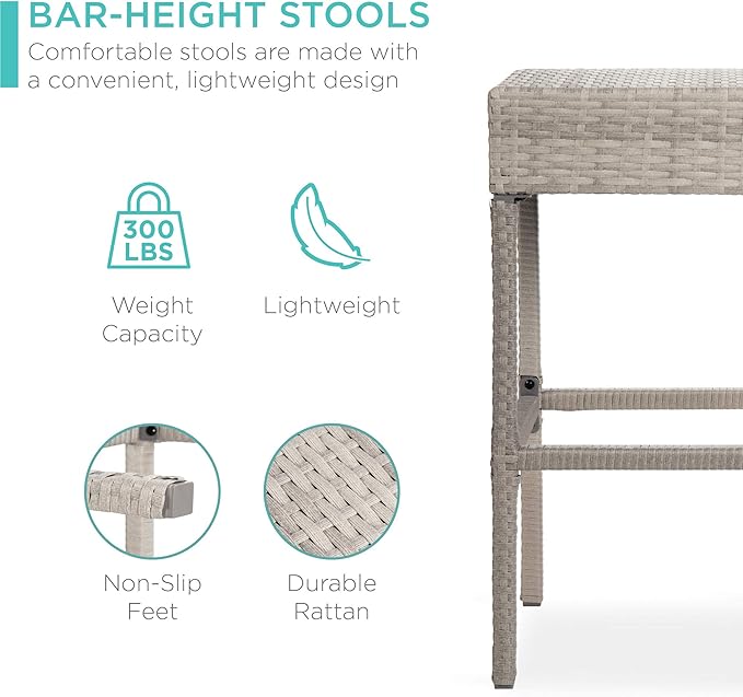 Best Choice Products 5-Piece Outdoor Wicker Bar Table Set - Image 3