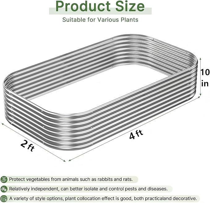 3 PCS 4x2ft Galvanized Raised Garden Bed Outdoor, Metal Garden Bed - Image 3