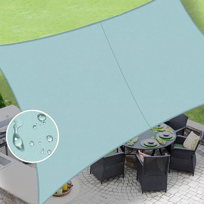 LOVE STORY Waterproof 6.5' x 10' Rectangle Sky Blue Sun Shade Sail Cannoy UV by LOVESTORY