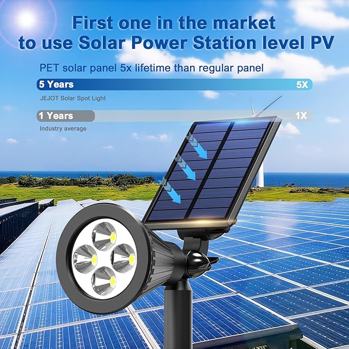 Solar Lights Outdoor Waterproof IP65, 3000K Super Bright LED, 2 Lighting Modes - Image 7