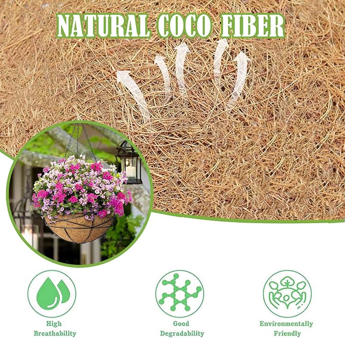 16x100 Inch Coconut Liner Roll for Planters Flower Basket Natural Coco Fiber - Image 3