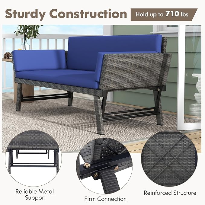 Tangkula Outdoor Convertible Sofa Daybed - Image 5