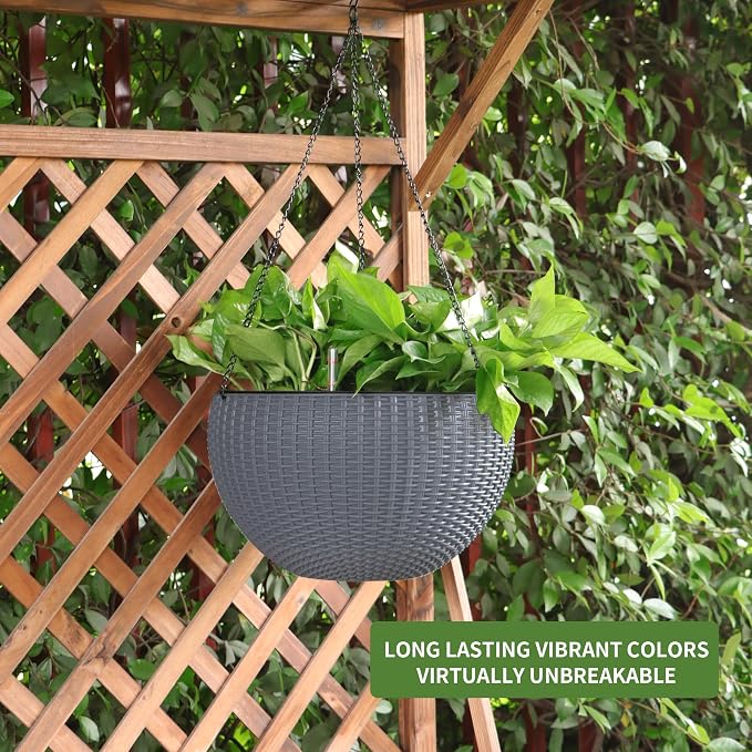 Dexceder 13.5 Inch Large Self Watering Hanging Planters Indoor Outdoor - Image 6