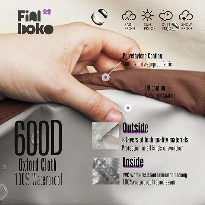 3-Seater Outdoor Sofa Cover, 76Wx32Dx31H inches Outdoor Furniture Covers - Image 6