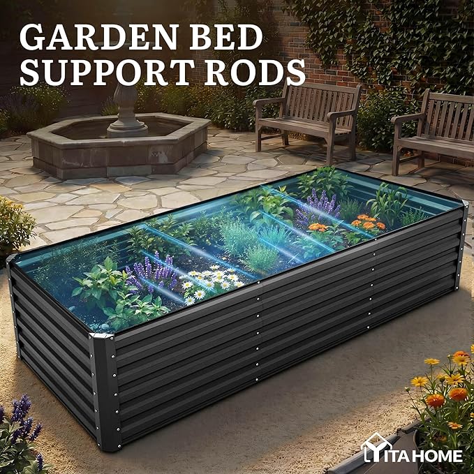YITAHOME 6pcs 8x4x2 ft Galvanized Raised Garden Bed Kit, Large Metal Planter Box - Image 7